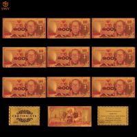 10Pcs/Lot Thailand Gold Banknote 100 Baht Banknotes in 24k Gold Plated Money Paper Collection For Gifts