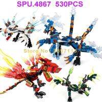 S8600-8603 530pcs Ghost Ninja Dark Soul Fire Dragon Battle Morro 4 Dolls Building Block Toy ✗