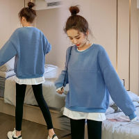 1704# Autumn Winter Thicken Warm Fleece Maternity Nursing Hoodies Loose Lacation Mother Feeding Sweatshirts Chic Pregnancy Tops