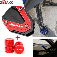 ☞ For YAMAHA XMAX 300 2023 XMAX 125 250 400 X-MAX300 Motorcycle CNC Side Stand Enlarger Kickstand Pad and Tire Valve Caps