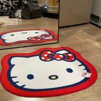 พรมเช็ดเท้านิ่มลาย Hello Kitty,พรมหรูตัวการ์ตูนน่ารักเบาะรถยนต์แมวหัวใจเด็กผู้หญิงห้องนอนตกแต่งห้องปลอดพรมลื่น