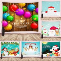 {Decwork}ลูกบอลคริสต์มาส Golden Star Tapestry ผ้าแขวนผนังตลก Santa Claus Snowman Reindeer Tapestries ห้องนั่งเล่นตกแต่งห้องนอน