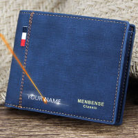 Men Wallets Classic Luxury Slim Card Holder Free Name Engraved Short Male Purses High Quality PU Frosted Leather Mens Wallet