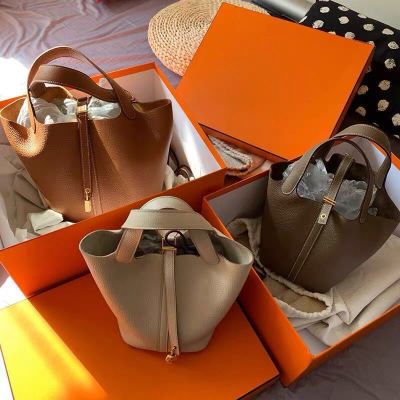 H bag Picotin Lock women casual bag silk scarf soft leather handbag luxury bucket bag
