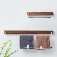 Solid Wood Towel Rack Bathroom Kitchen Organizer Shelf Wooden Towel Bar Adhesive/Screw Mounted Towel Holder