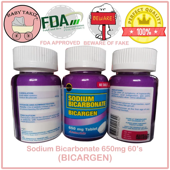 Sodium Bicarbonate BICARGEN 60 Tablets 650mg ANTACIDS bicargen