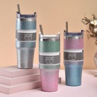 ♚▥ Diamond Paint Stainless Steel Cup Double Layer Insulated Travel Tumbler with Lid Ice Cream Cup Thermal Coffee Mug Cold Drink