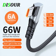 DISOUR Cáp Sạc Siêu Nhanh 6A 66W Mới 2022 Cáp Bện Nylon 90 Độ USB C Dây Dữ