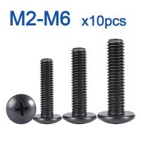 10Pcs/lot M2 M2.5 M3 M3.5 M4 M5 M6 TM Screws Phillips Truss Mushroom Head Screw Black Plated Electronic Carbon Steel Screws Screw Nut Drivers