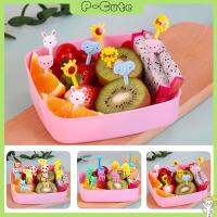 P-CUTE 10 PCS/ 30 PCS ปฏิบัติ นำมาใช้ใหม่ มินิน่ารัก เด็กวัยหัดเดิน ไม้จิ้มฟัน ฟาร์มสัตว์การ์ตูน อาหารสำหรับเด็ก ส้อมผลไม้สำหรับเด็ก