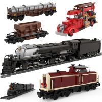 【CW】 BuildMoc Germany Union Pacific Railway Wagon Train Building Blocks Set Freight Carriage Track Vehicle D B Type Bricks Toys Gifts