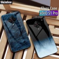 สำหรับ Vivo S1 Pro Case Tempered เคสโทรศัพท์แบบกระจก Full คลุมหลังกล่องขนใบออกแบบปลอกกันกระแทกสำหรับ Vivo S1 Pro (ฉบับภาษาไทย)