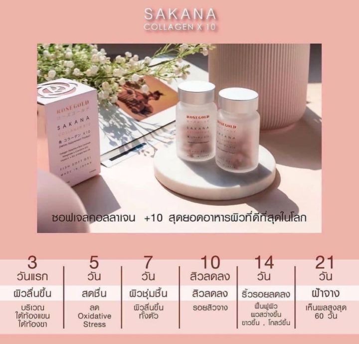 sakana-collagen-x10-คอลลาเจนแม่ชม-ซาคานะคอลลาเจน-ของแท้พร้อมส่ง-ซากานะคอลลาเจน-โปรโมชั่น-5-ขวด-มี-70-เม็ด-ทานได้-70-วัน-2-เดือน-10-วัน