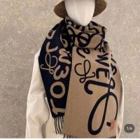 New Loewe Scarf Low Korean Version High-End Scarf Winter Womens Double-Sided Graffiti Imitation Cashmere Tassel Long Shawl