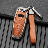 hot【DT】 Cover A5 A7 A6 C8 Q7 Q4 Q3  E-tron Fob Holder Keychain Leather Metal Car Accessories