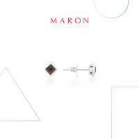 MARON✨ [ของแท้] ต่างหูเสริมดวง ต่างหูพลอยแท้ เงินแท้ แถมฟรี ผ้าเช็ดเครื่องประดับ มีใบรับประกัน พร้อมกล่อง พร้อมส่ง I My DAYS Stud Earring with Smoky Quartz