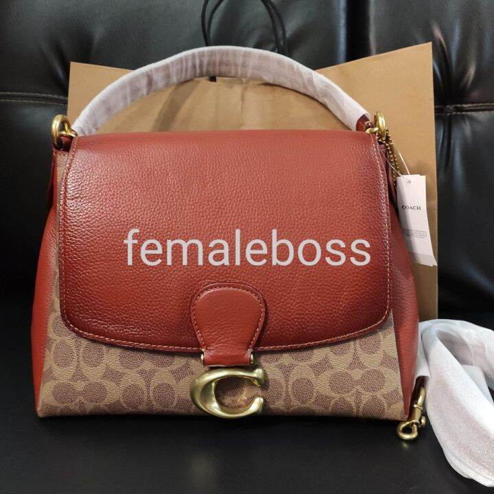 5229 Coach May Shoulder Bag in Signature Canvas in Tan/Rust Lazada PH