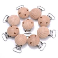 10Pcs 30mm Round Wood Pacifier Clip Food Grade Baby Teether Chew Toys Natural Beech Wooden Pacifier Chain Dummy Holder Clips Clips Pins Tacks