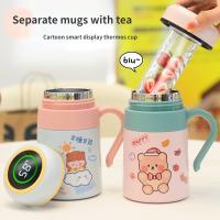 Smart Display Thermos Cup 316 Stainless Steel Coffee Mug Portable Handle Milk Cup Student Water Bottle with Tea Over Teacup