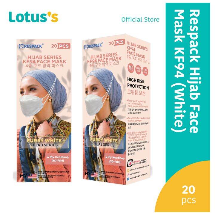 Respack Hijab Face Mask KF94 (White) Lazada