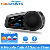 Fodsports FX6 หมวกกันน็อครถจักรยานยนต์ Bluetooth Intercom Moto HELMET ชุดหูฟัง 1000 M 6 Rider BT 5.0 Interphone Intercomunicador วิทยุ FM-x7d