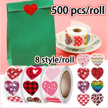 Heart Shaped Stickers, 500 Pieces Valentine's Day Stickers,8 Style  Multicolor Red Heart Valentine's Love Decorative Stickers Sweet Love  Stickers for