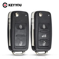 KEYYOU 5Pcs Flip Car Remote Key Shell สำหรับ Volkswagen VW Tiguan Golf Jetta Beetle Polo MK6 Touareg 23ปุ่ม Fob Blank Key Case