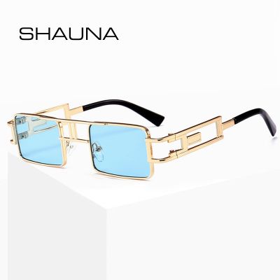 SHAUNA Retro Punk Rectangle Sunglasses Women Fashion Hollow Out Metal Frames Steampunk Shades Men UV400