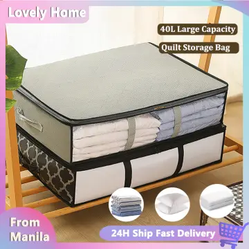 Foldable Under Bed Bags Large Quilt Storage Bag With Zipper Clothes Blanket  Quilt Closet Organizer Box