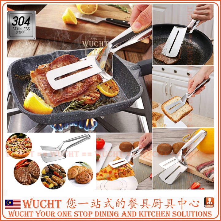 1pc Stainless Steel Heavy Duty Spatula, Multi-Purpose Kitchen Tongs, For  Frying Fish, Widened Steak Clamp For Non-Stick Pans