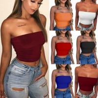 Womens Tube Tops Strapless Sexy Crop Top Solid Color Elastic Boob Bandeau Tank Top Womens T-Shirt Summer Camis Tops Camisole