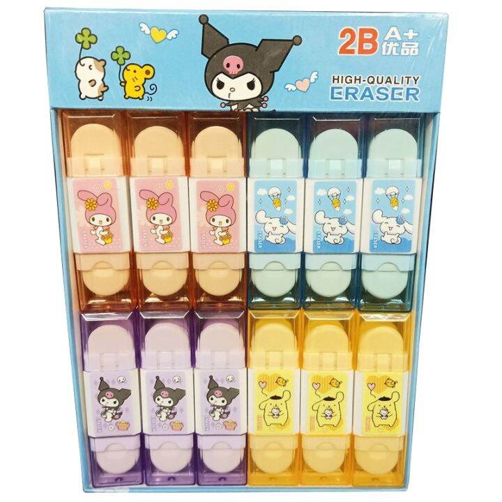 sanrio-ruer-ยางลบอนิเมะ-my-melody-kuromi-cinnamoroll-48ชิ้นยางลบดินสอนักเรียนขายส่งอุปกรณ์สำหรับเด็กนักเรียน