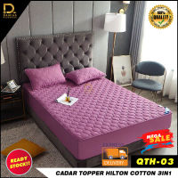 Gedung Cadar Topper HILTON Set 3 IN 1 Plain Ho Size Queen Full Cover Premium Cotton Fitted (Getah keliling)