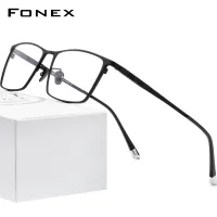 FONEX Titanium Glasses for Men Square Eyewear New Male Full Optical Tiktok Teenager Korean Style Eyeglasses Frames Singapore Branded F85641
