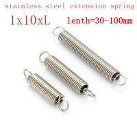 2pcs 1.0*10*L  1.0mm stainless steel Tension spring with a hook extension outer dia 10mm spring length 30mm to 150mm Electrical Connectors