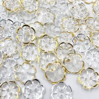 50 pcs Silver/Gold Rose flower acrylic buttons for decoration handmade craft sewing accessories PT364 Haberdashery