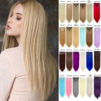 Synthetic 16 Clips In Hair extension Long Straight Hair Fake False Hairpiece Clip In Hair Extension Wig  Hair Extensions  Pads