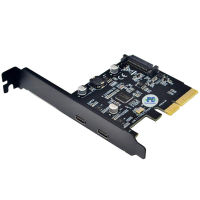 PCI-E PCI Express 4X To USB 3.1 Gen 2 (10 Gbps) 2-Port Type C Expansion Card ASM3142 Chip 15-Pin Connector For WindowsLinux