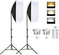 Softbox Lighting Kit Photography Studio Light Dimmable Bulbs Energy Saving LED for Portraits Fashion Advertising Vlogging Podcast Video Live Stream