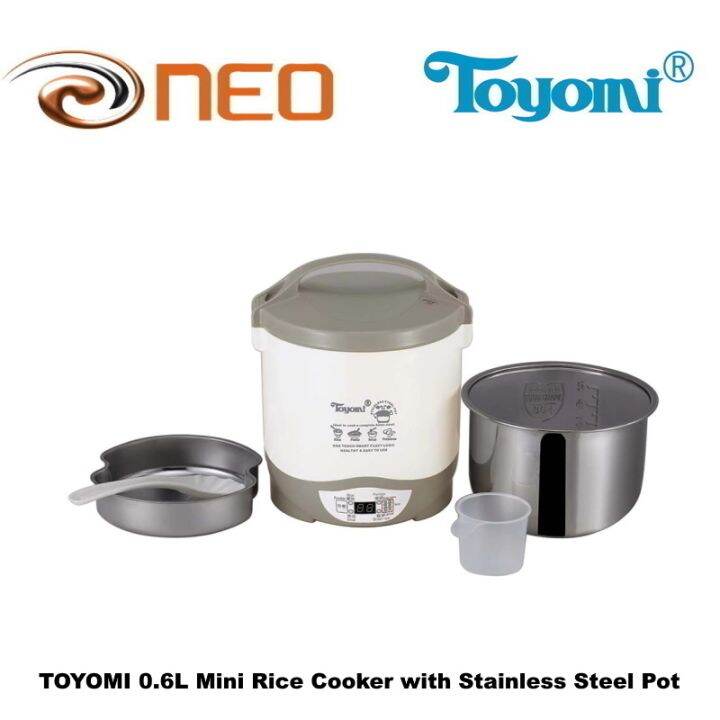 TOYOMI 0.6L Mini Rice Cooker with Stainless Steel Pot RC 616 Electric