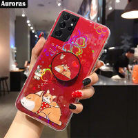 เคสซิลิโคนลายหมีที่ถือแบบนุ่มนิ่มสำหรับ Samsung Galaxy S23 + Ultra เคสฝาหลังลายดอกซากุระหลากสีสำหรับ Samsung S23 Plus Ultra เคสฝาปิดแบบพิเศษ