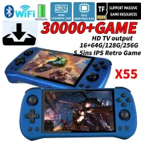 POWKIDDY X55 Retro Handheld Game Console 5.5 INCH IPS HD Screen RK3566 Portable Game Players 16G+256G 30000+ Games With BT WIFI