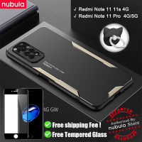 NUBULA For Xiaomi Redmi Note 11 Pro 4G 5G | Redmi Note 11 11S 4G Casing Metal Aluminum Alloy Matte Back Case Anti-Scratch CellPhone Case Redmi Note11 Pro Cover Ring Holder Free Tempered Glass Screen Protector For Redmi Note 11 Pro 11S