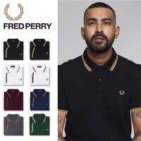 เสื้อโปโลของผู้ชาย FRED PERRY 2023ฤดูร้อนแขนลำลองขาสั้นปักหูข้าวสาลีเสื้อยืดผ้าฝ้ายแท้สไตล์ใหม่