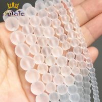 Natural Stone Bead Frosted Matte White Crystal Glass Loose Beads For Jewelry Making DIY Bracelet Accessories 15 4/6/8/10/12mm Headbands