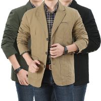 ZZOOI Men Blazer Business Suit Loose Jacket Cotton Denim Bomber Military Jackets Men Outwear Asia Size M-4XL