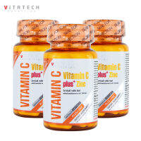 Vitamin plus Zinc Vitatech x 3 ขวด วิตามินซี พลัส ซิงค์ ไวต้าเทค สารสกัดจากซิตรัส คามูคามู อะเซโรล่าเชอร์รี่ เอ็มบลิก้า วิตามินอี เกรปซีด