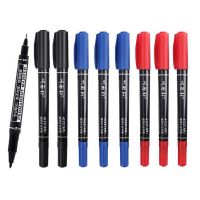 9pcs/Set Permanent Paint Marker Pen Double Head Oily Waterproof Black Tyre Markers Quick Drying Signature Stationery Supplies