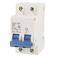 C32 Dz47-63 Ac 400V 6000a 32a 2 Din รางติดตั้งเบรกเกอร์ขนาดเล็ก