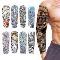 Waterproof Temporary Tattoo Stickers Full Arm Large Skull Old School Tatoo Stickers Flash Fake Tattoos for Men Women Stickers